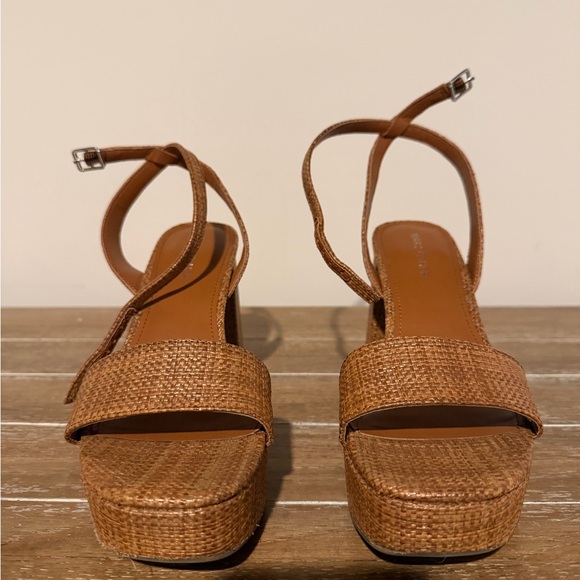 Marc Fisher Shoes - Marc Fisher Tan Woven Platform Sandals with Ankle Strap